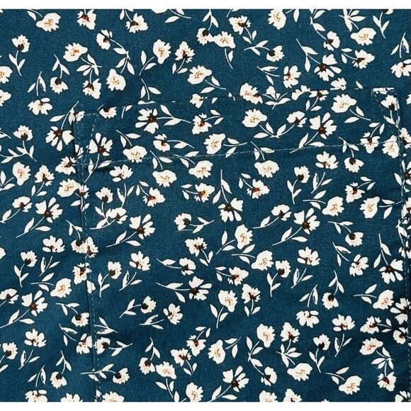 J. Crew Mens Slim Untucked Shirt Blue Button Up Floral Flex Wash Untucked Large - Picture 5 of 10